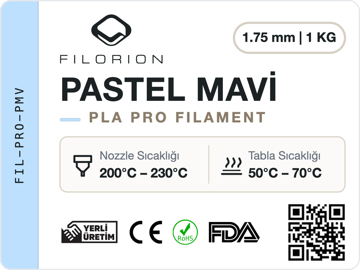 Filorion Reference PLA Pro Pastel Mavi, 1.75 mm, 1 kg — ürün etiketi