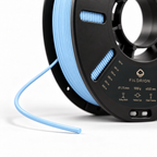 Filorion Reference PLA Pro Pastel Mavi, 1.75 mm, 1 kg — makara ve filament ucu yakın görünümü