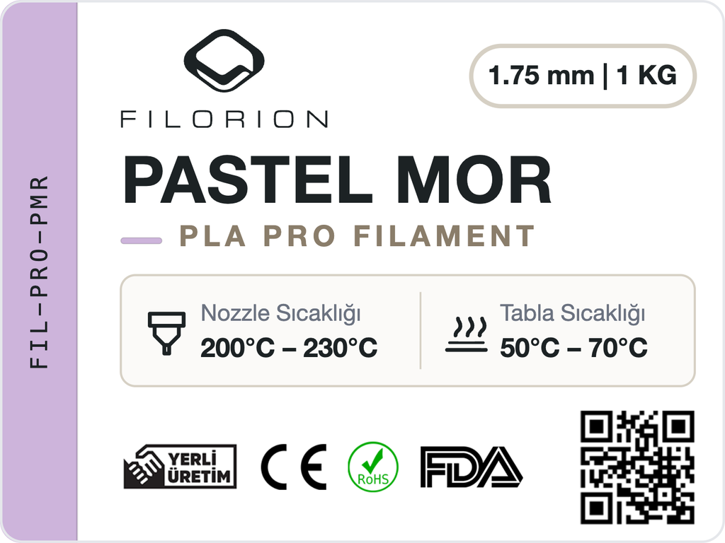 Filorion Reference PLA Pro Pastel Mor, 1.75 mm, 1 kg — ürün etiketi