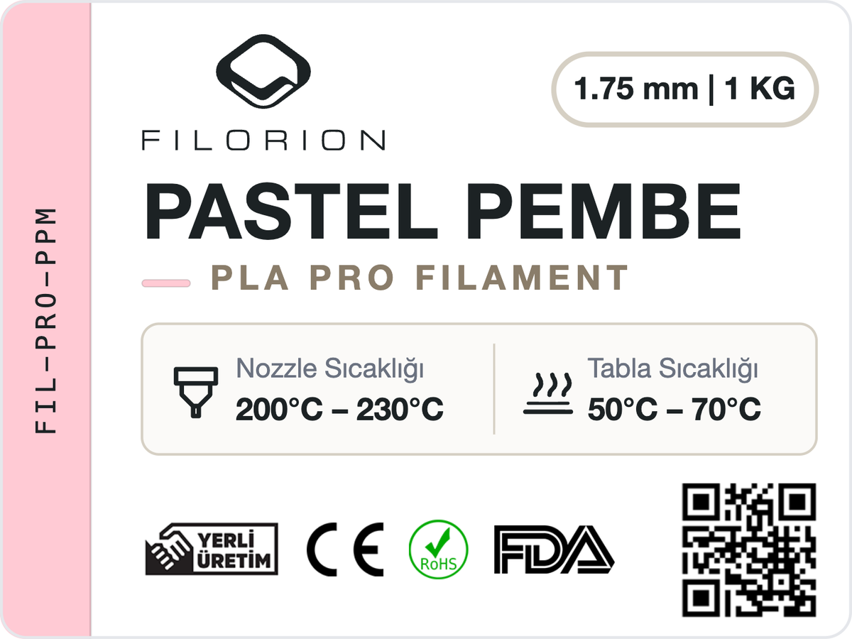 Filorion Reference PLA Pro Pastel Pembe, 1.75 mm, 1 kg — ürün etiketi
