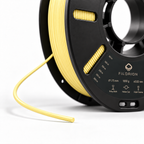 Filorion Reference PLA Pro Pastel Sarı, 1.75 mm, 1 kg — makara ve filament ucu yakın görünümü