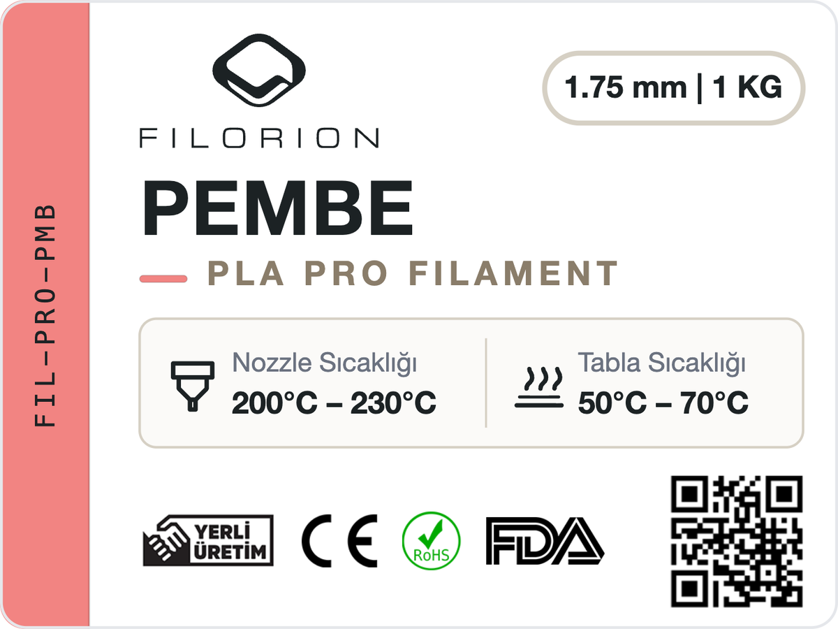 Filorion Reference PLA Pro Pembe, 1.75 mm, 1 kg — ürün etiketi