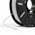 Filorion Reference PLA Pro Şeffaf, 1.75 mm, 1 kg — makara ve filament ucu yakın görünümü