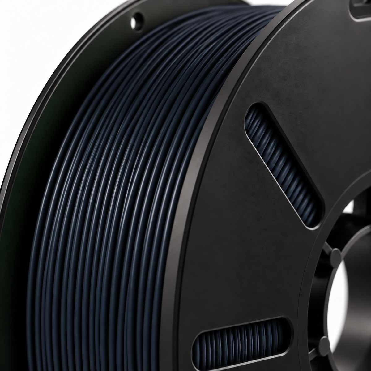 Filorion Reference PLA Pro Siyah, 1.75 mm, 1 kg — filament sarımının yakın görünümü