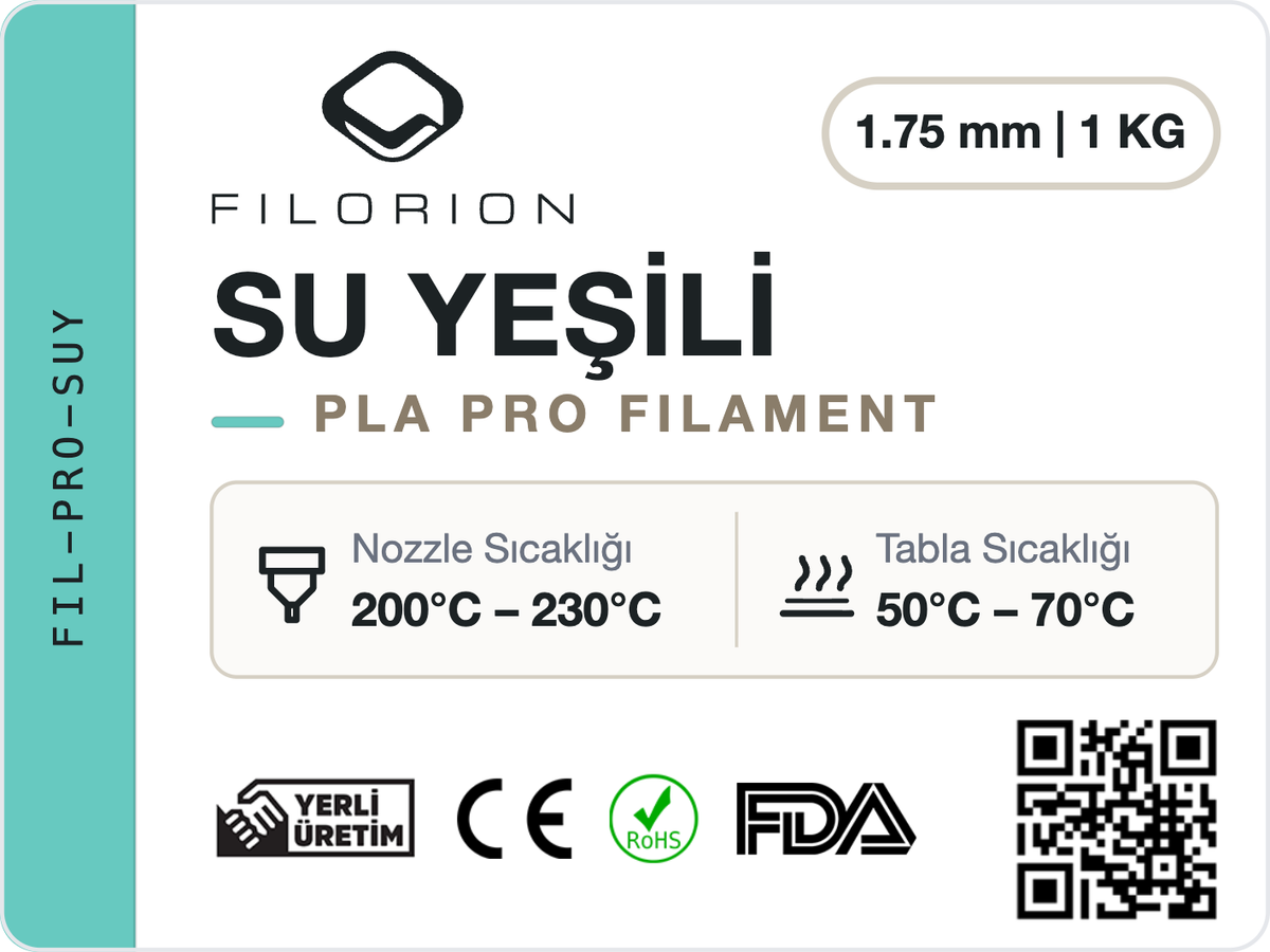 Filorion Reference PLA Pro Su Yeşili, 1.75 mm, 1 kg — ürün etiketi
