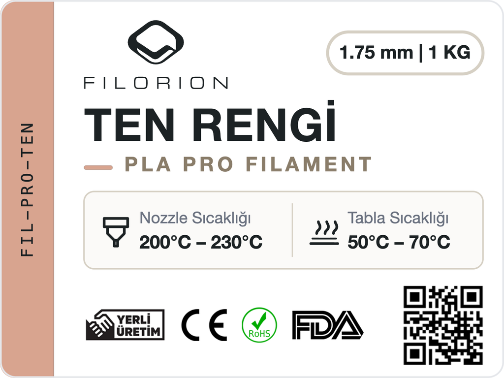 Filorion Reference PLA Pro Ten Rengi, 1.75 mm, 1 kg — ürün etiketi