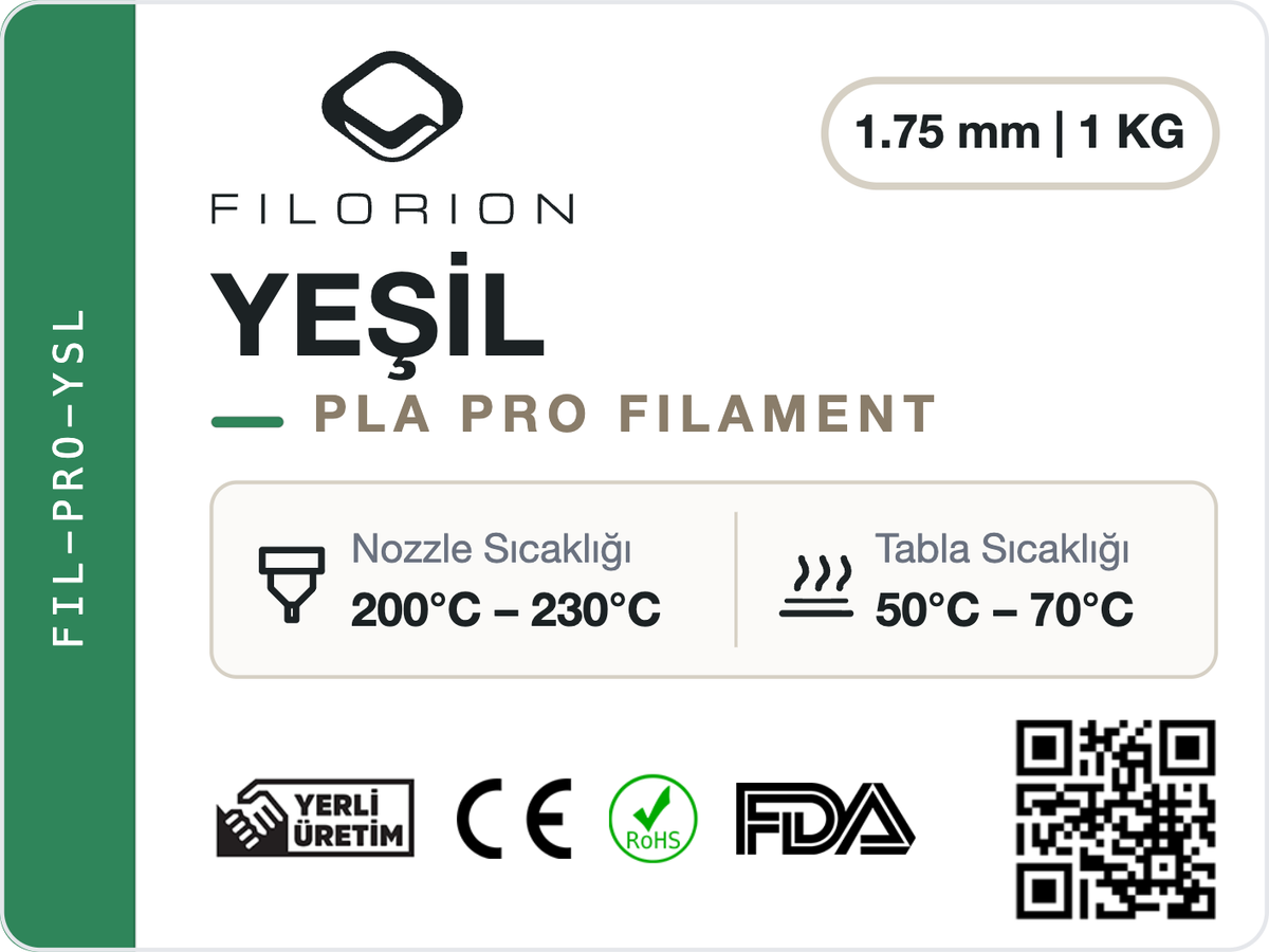 Filorion Reference PLA Pro Yeşil, 1.75 mm, 1 kg — ürün etiketi